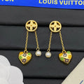 Louis Vuitton Diamond Pearl Drop Earrings - 18K Gold
