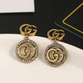Gucci Double G Crystals Vintage Earrings - 18K Yellow Gold