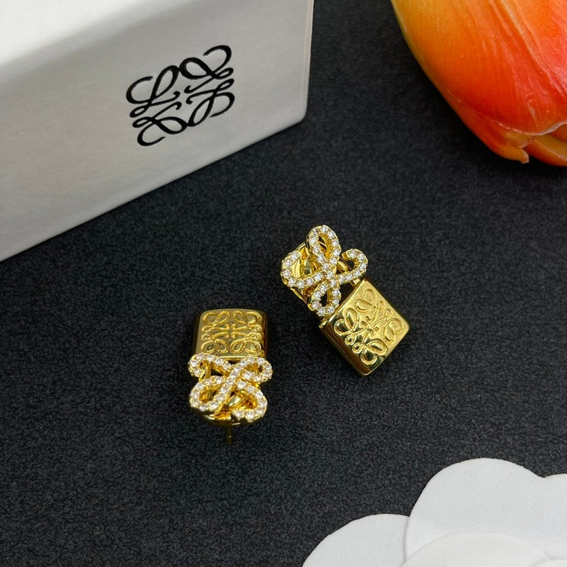 LOEWE Anagram Diamond Earrings - 18K Yellow Gold