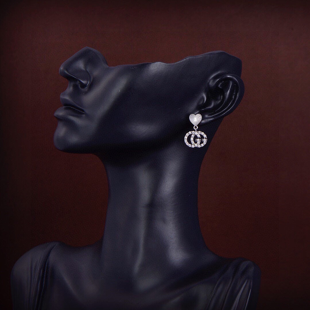 Gucci Double G Running Earrings - 18K White Gold