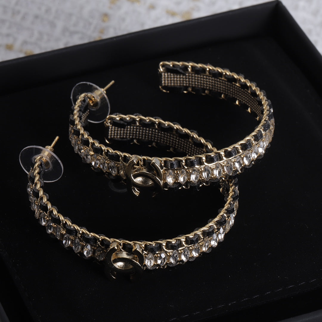 Chanel Leather Chain Earrings - 18K Yellow Gold