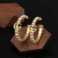 Gucci Double G Color Crystal Earrings - 2 cm Height - 18K Yellow Gold