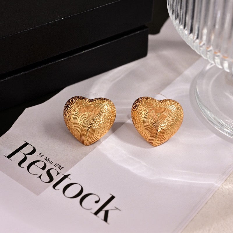 YSL Heart Earrings - 18K Yellow Gold