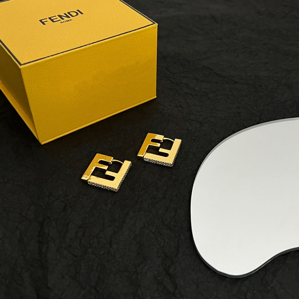 Fendi Forever Crystal Earrings - 18K Gold