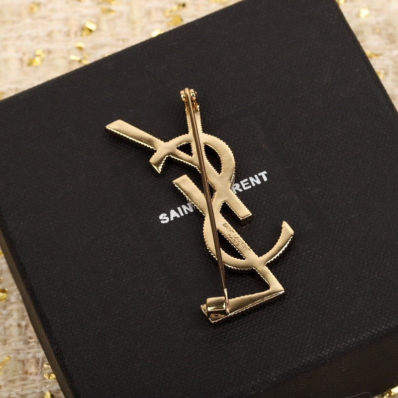 YSL Stripe Gold Brooch