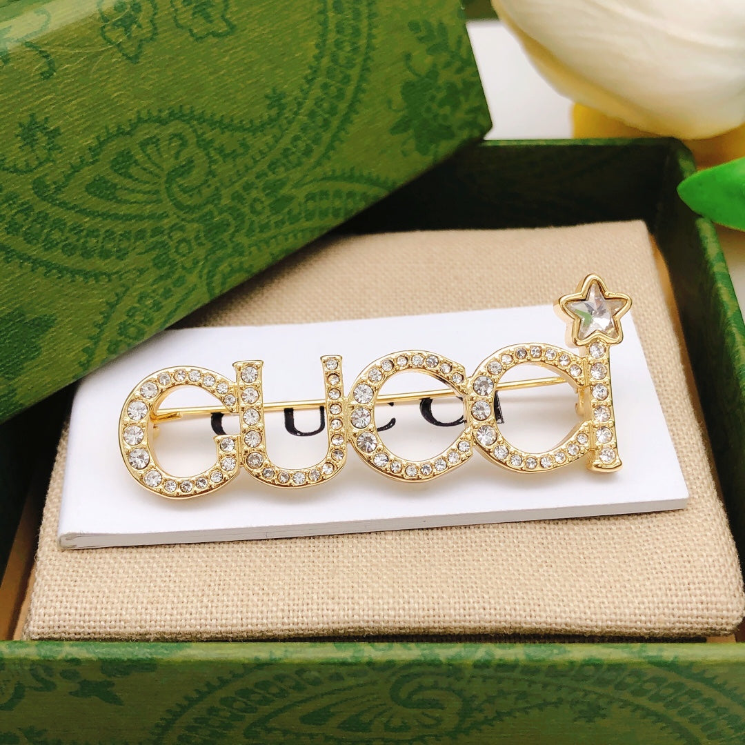 Gucci Double G Diamond Brooch