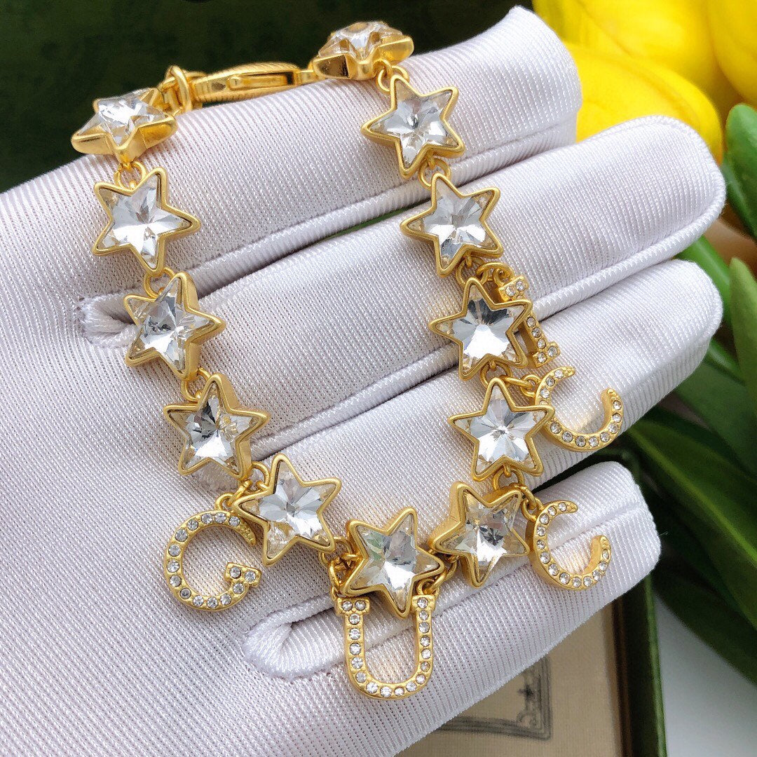 Gucci Double G Script Crystal Bracelet