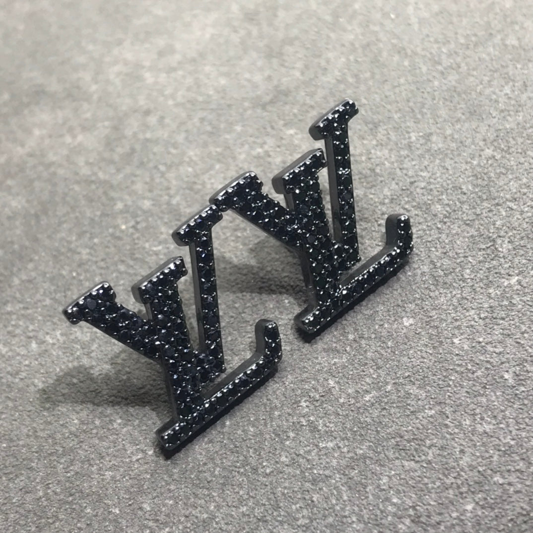 Louis Vuitton Iconic Black Crystal Stud Earrings - 18K White Gold
