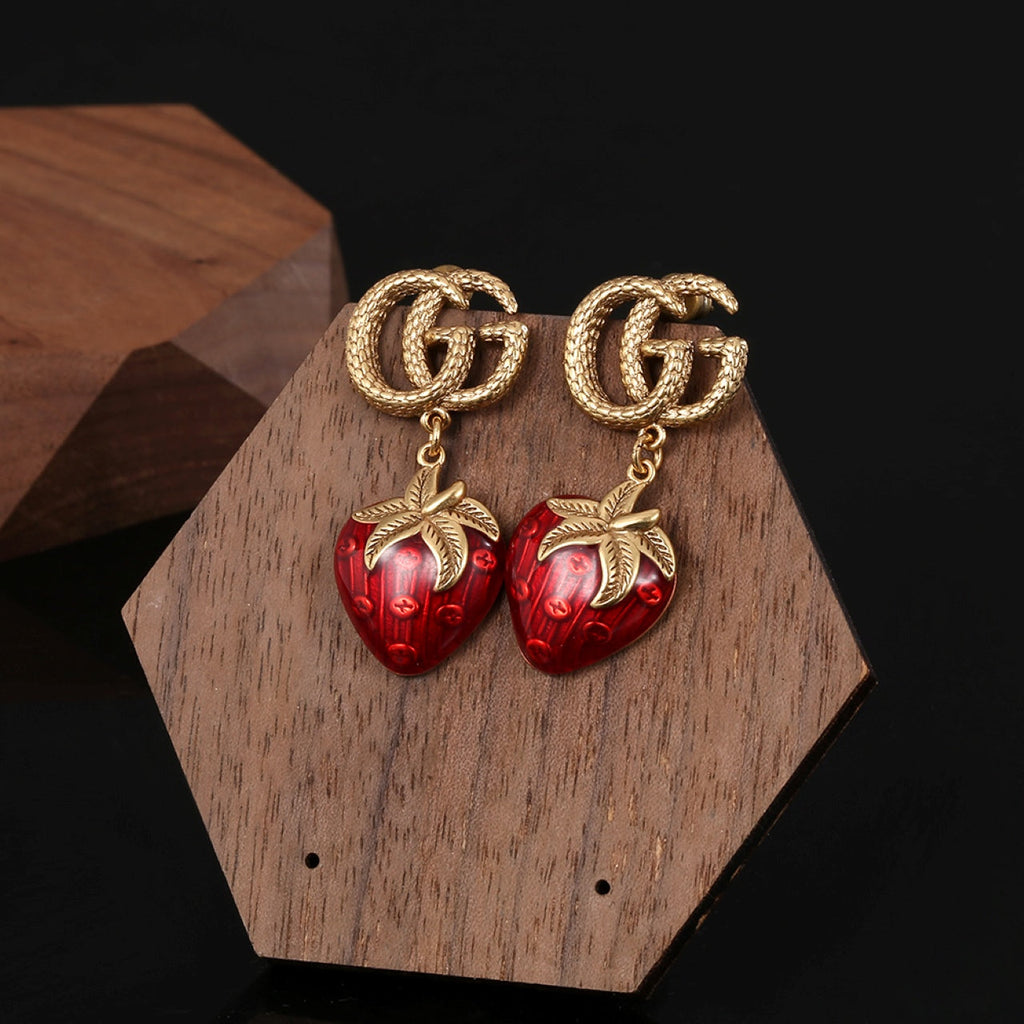 Gucci Double G Strawberry Earrings - 18K Yellow Gold