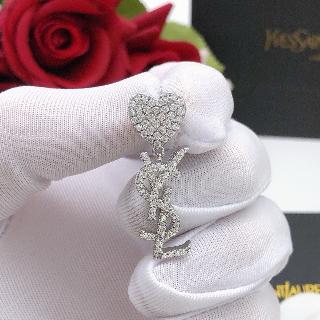 YSL Heart Diamond Earrings - 18K Gold