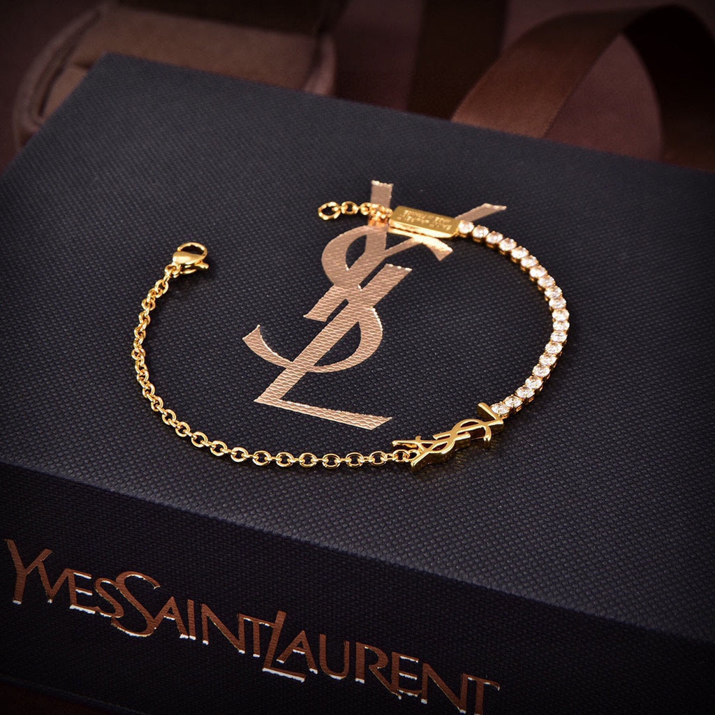 YSL Crystals Chain Bracelet