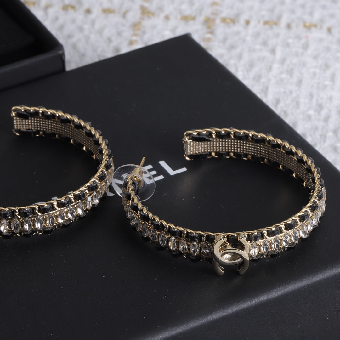 Chanel Leather Chain Earrings - 18K Yellow Gold