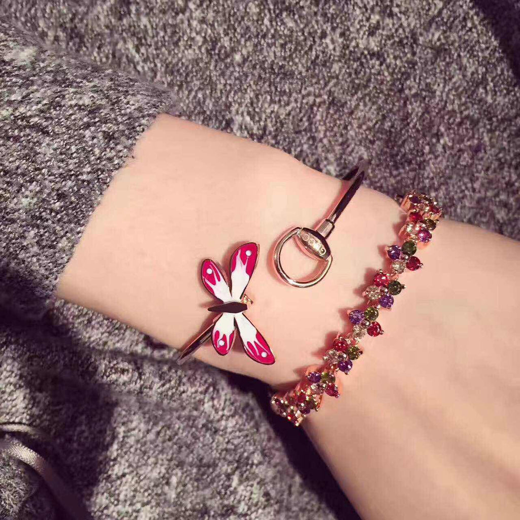 Gucci Double G Flora Bangle Bracelet