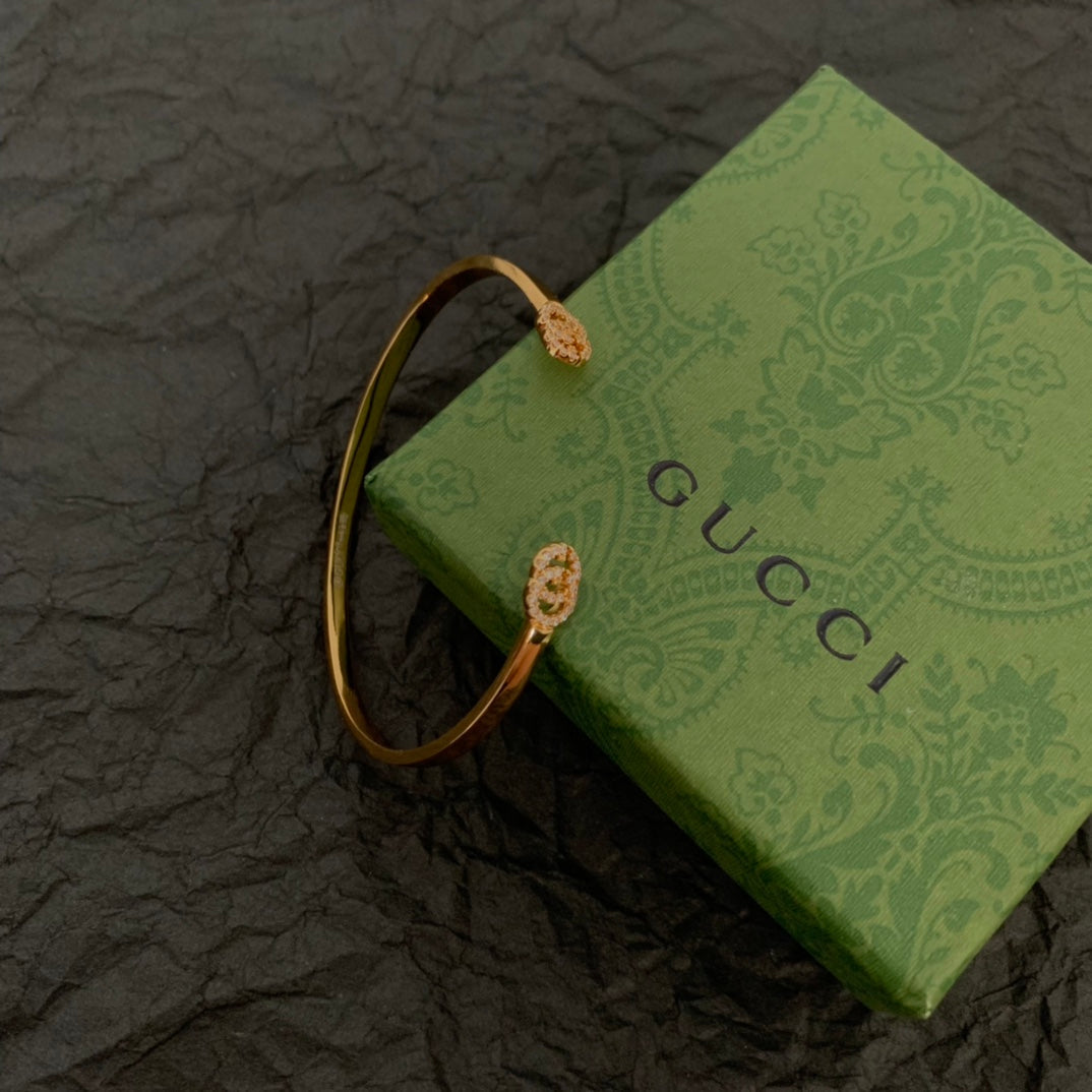 Gucci Double G Running Diamond Cuff Bracelet