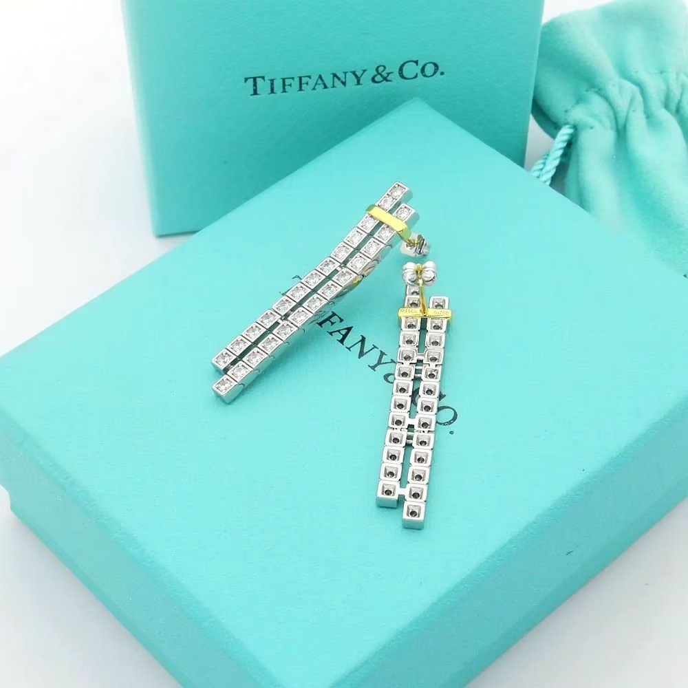 Tiffany Edge Drop Earrings - 18K Yellow Gold
