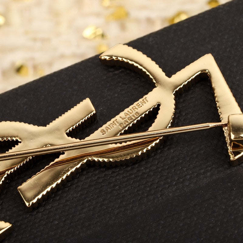 YSL Stripe Gold Brooch