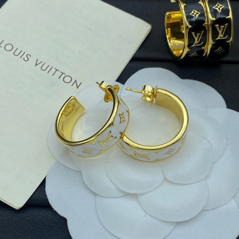 Louis Vuitton Nanogram Enamel Earrings - 18K Yellow Gold