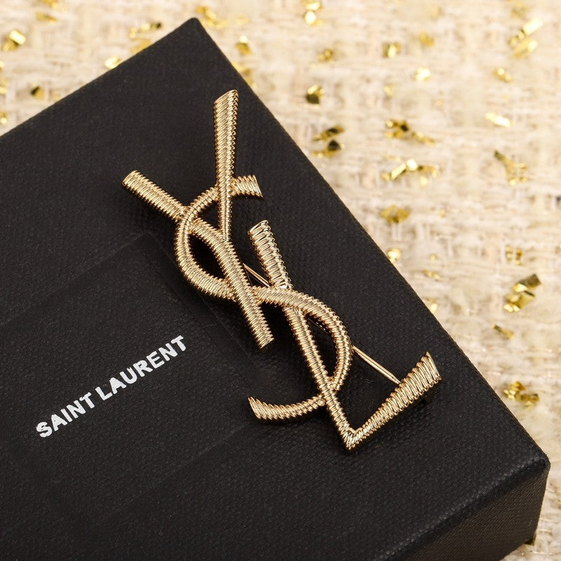 YSL Stripe Gold Brooch
