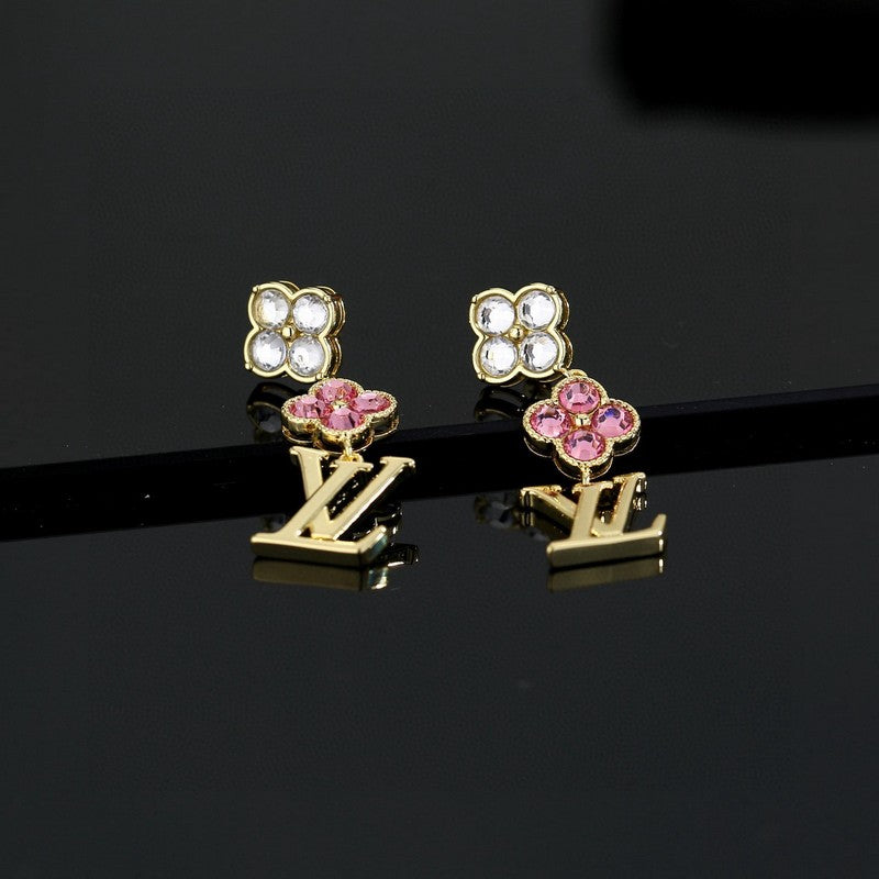 Louis Vuitton Iconic Pink Crystal Earrings - 18K Gold