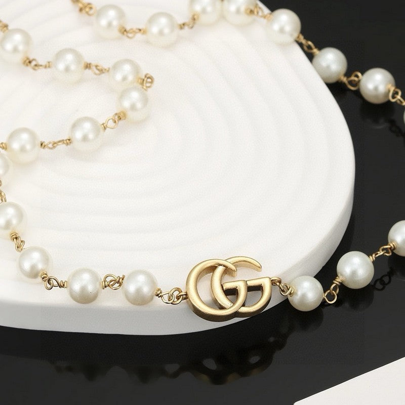 Gucci Double G Pearl Necklace