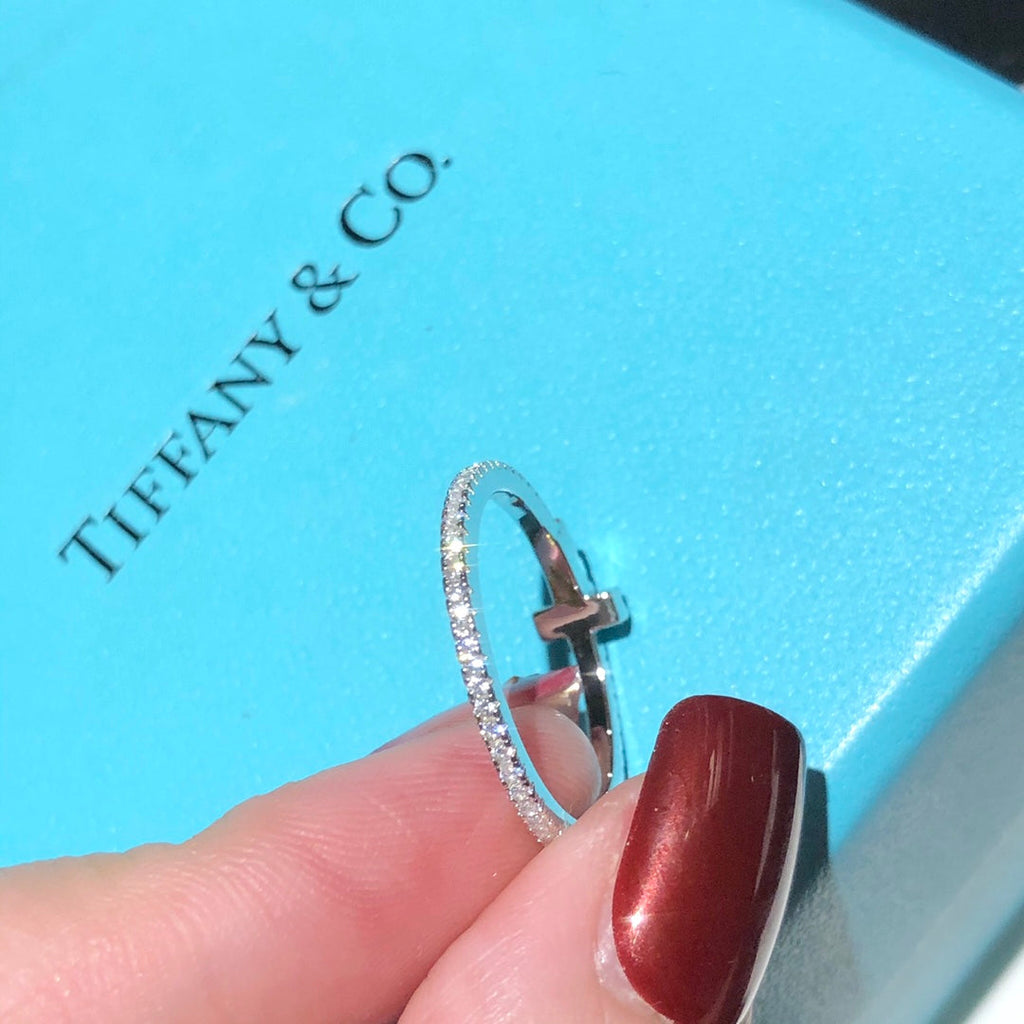 Tiffany Moissanite Wire Ring - 18K White Gold