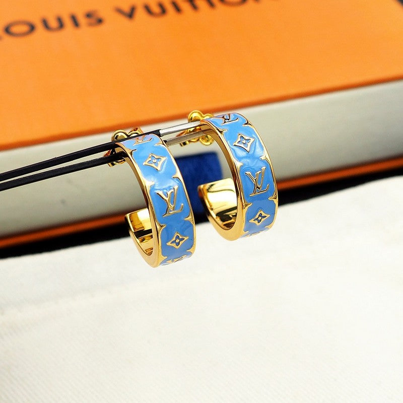 Louis Vuitton Nanogram Enamel Earrings - 18K Yellow Gold