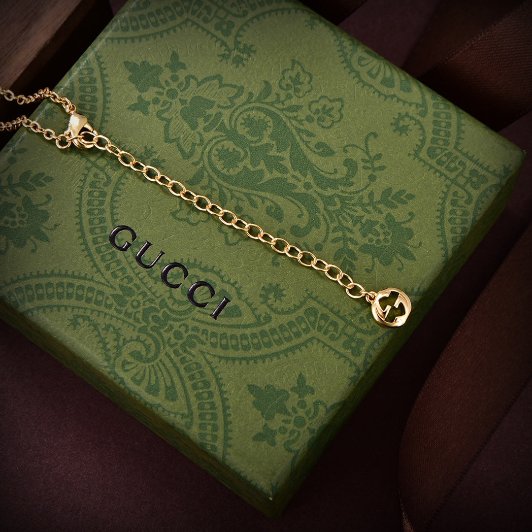 Gucci Double G Embellished Script Letter Necklace