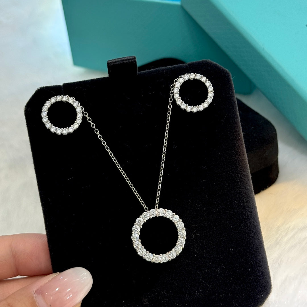 Tiffany Circle Diamond Earrings - 18K White Gold