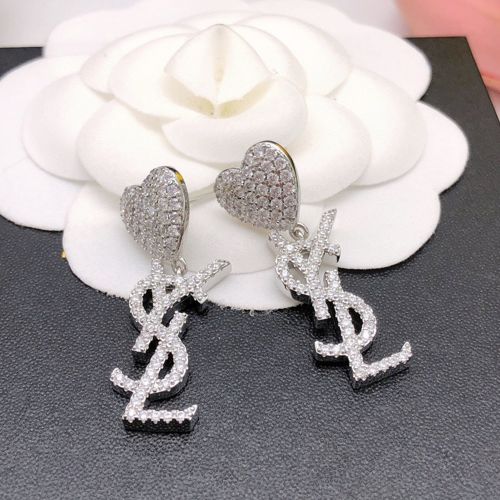 YSL Heart Diamond Earrings - 18K Gold
