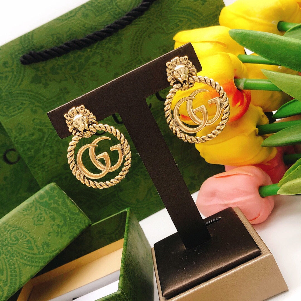 Gucci Double G Pendant Earrings - 18K Yellow Gold