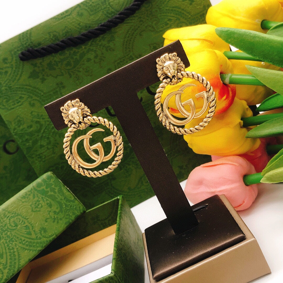 Gucci Double G Pendant Earrings - 18K Yellow Gold