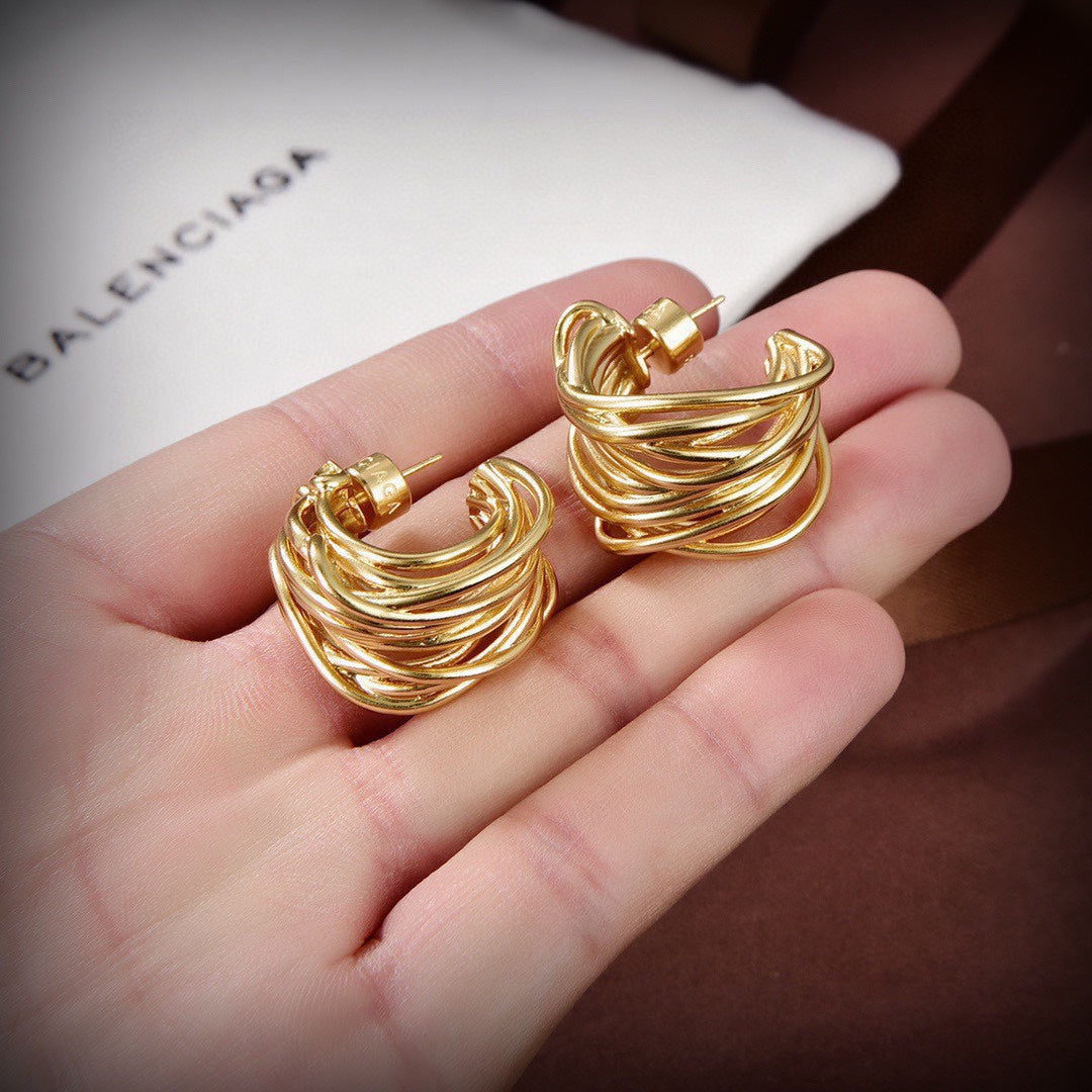 Balenciaga Wire Earrings - 18K Yellow Gold