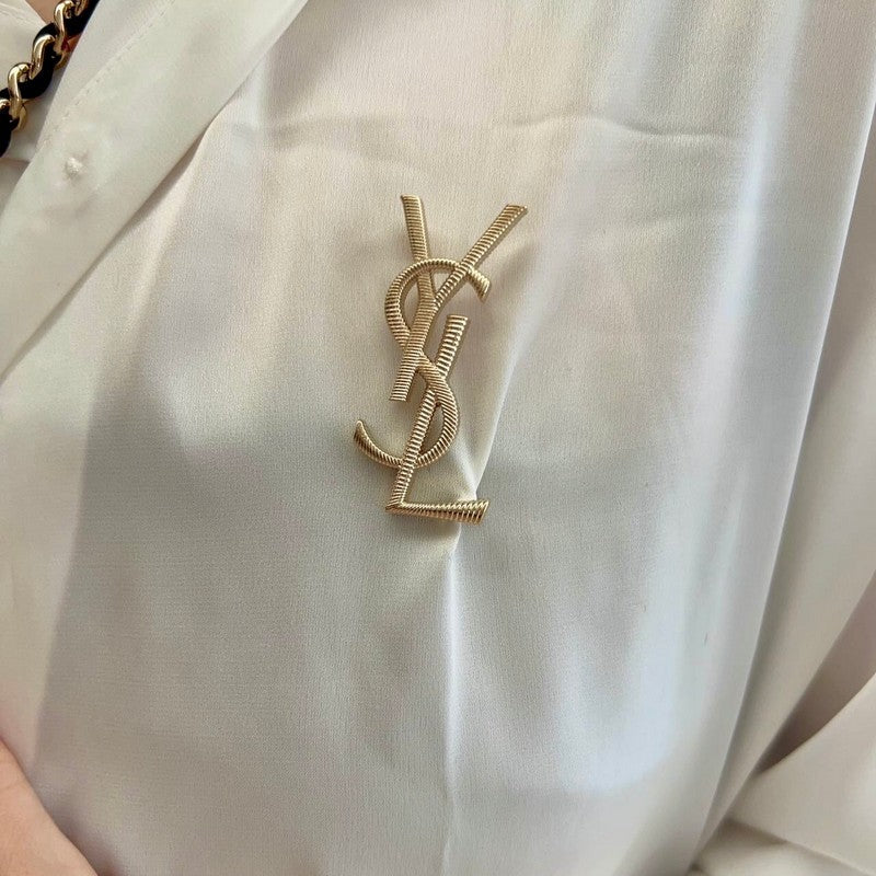 YSL Stripe Gold Brooch