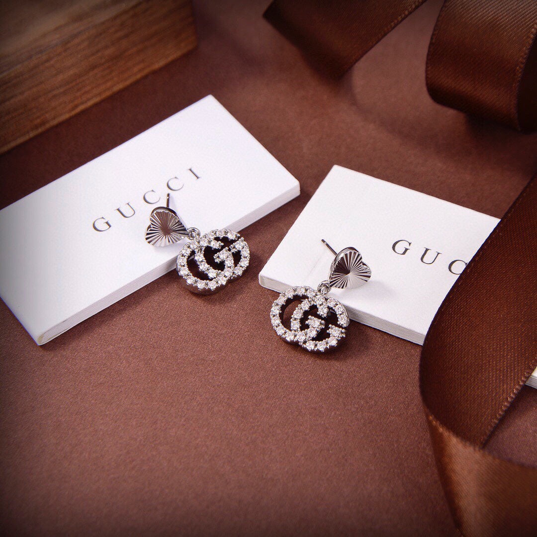 Gucci Double G Running Earrings - 18K White Gold
