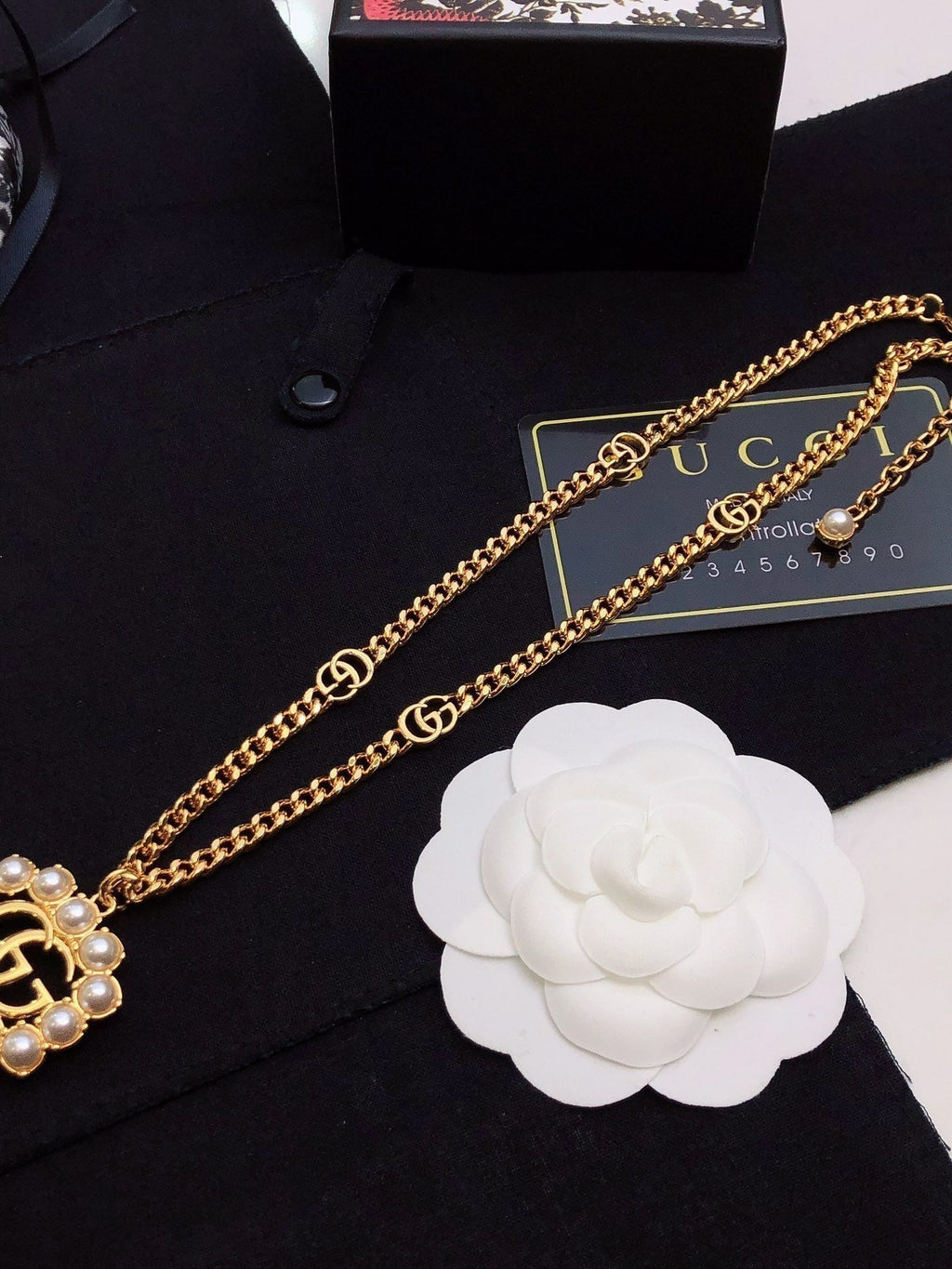 Gucci Double G Pearl Double G Necklace