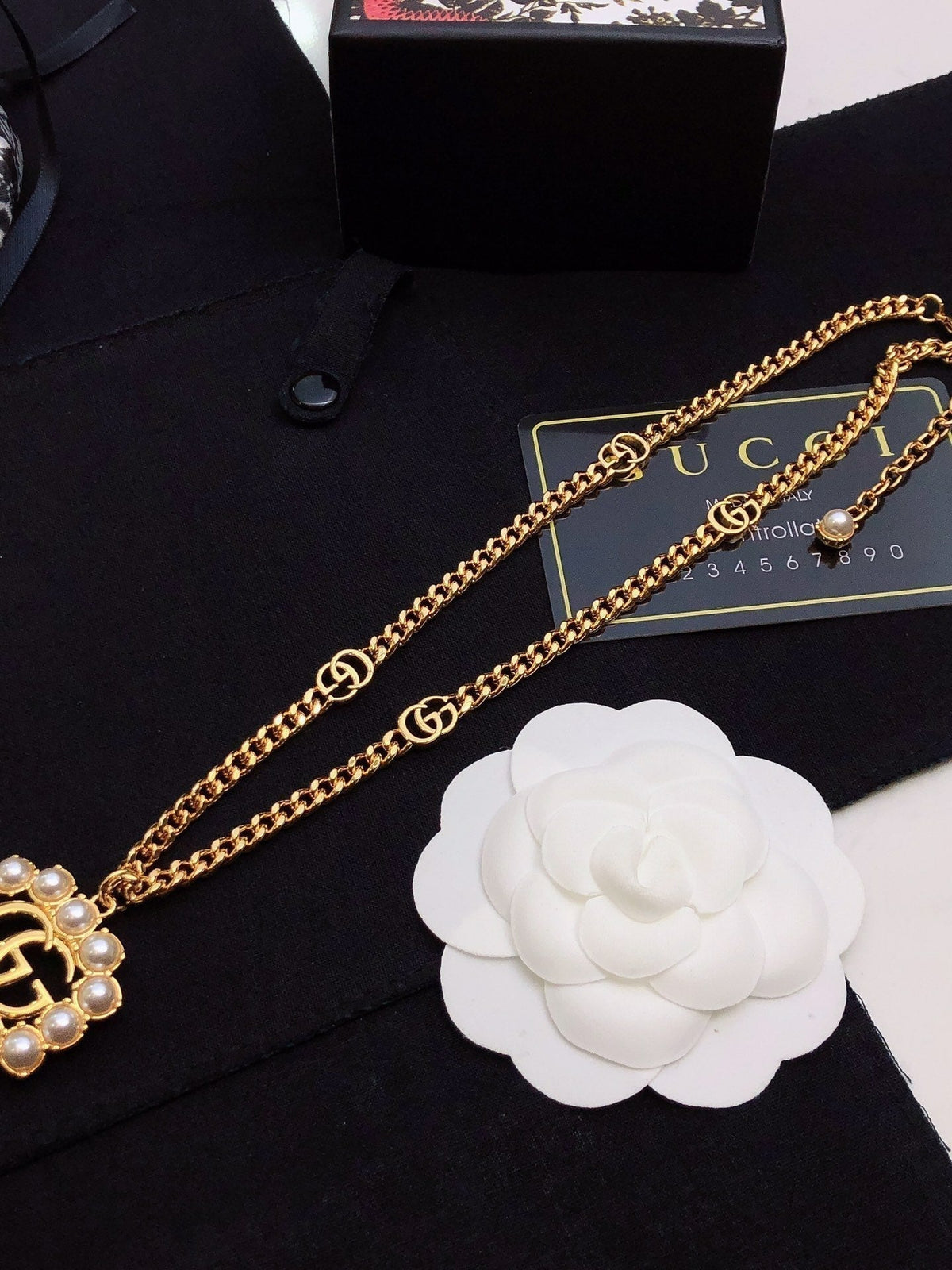 Gucci Double G Pearl Double G Necklace