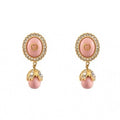 Gucci Double G Pink Pearl Earrings - 18K Yellow Gold