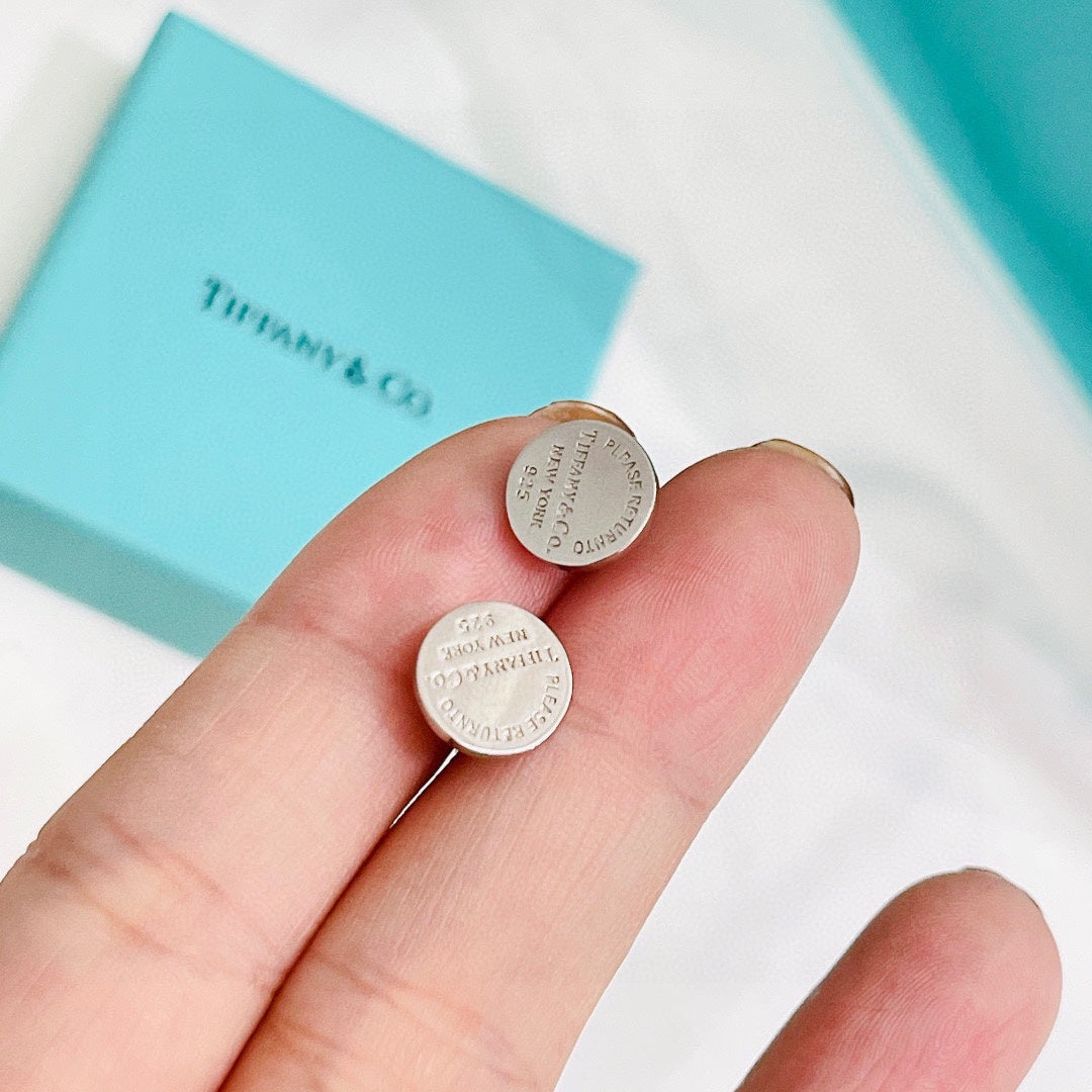 Return to Tiffany Circle Stud Earrings - 18K White Gold