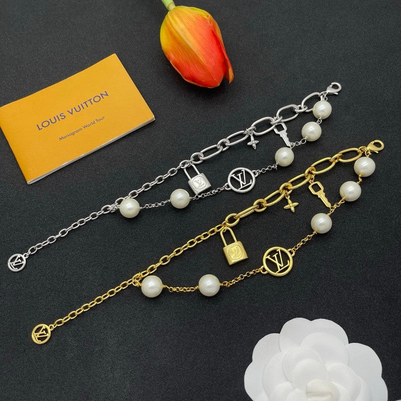 Louis Vuitton Pearl Lock Gold Bracelet