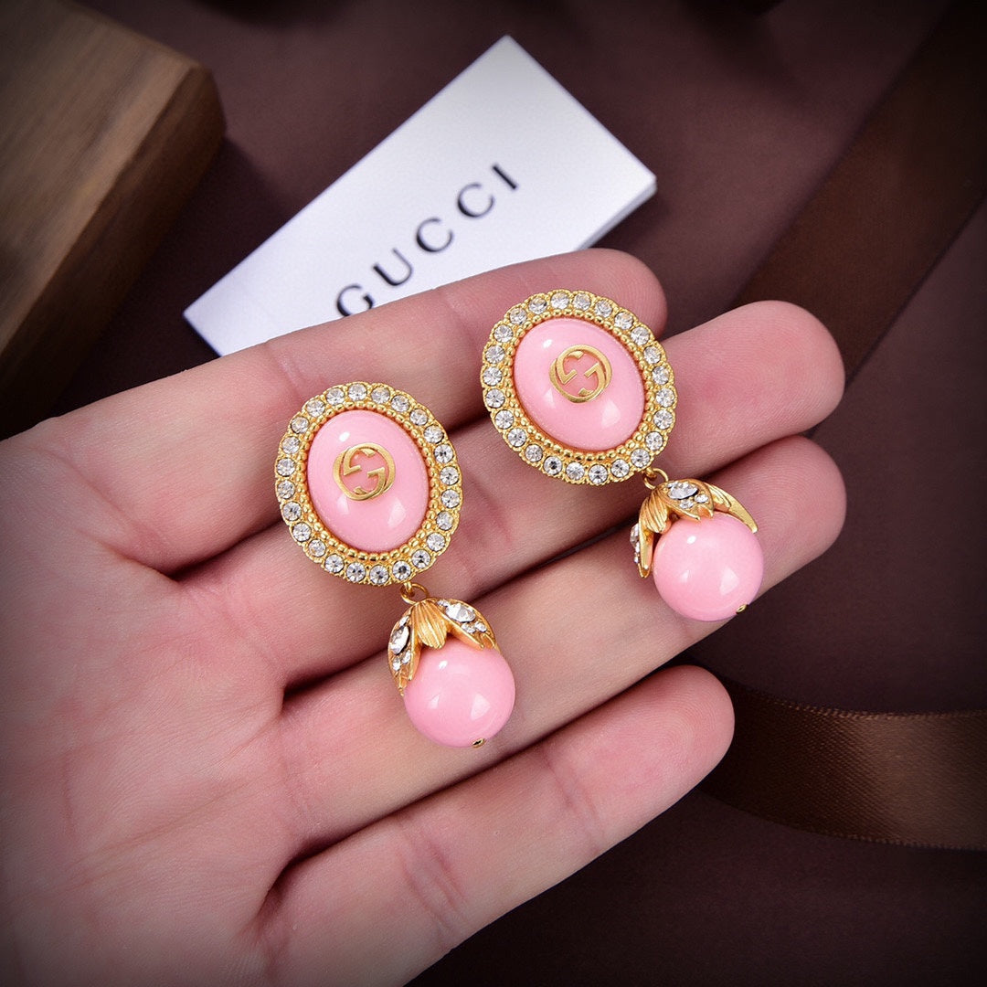 Gucci Double G Pearl Earrings - 18K Yellow Gold