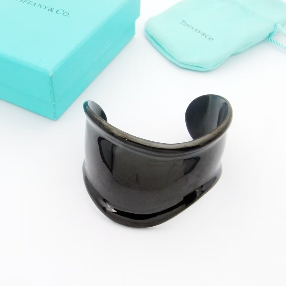 Tiffany Elsa Peretti Small Bone Cuff Black Bracelet