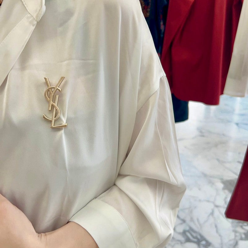 YSL Stripe Gold Brooch