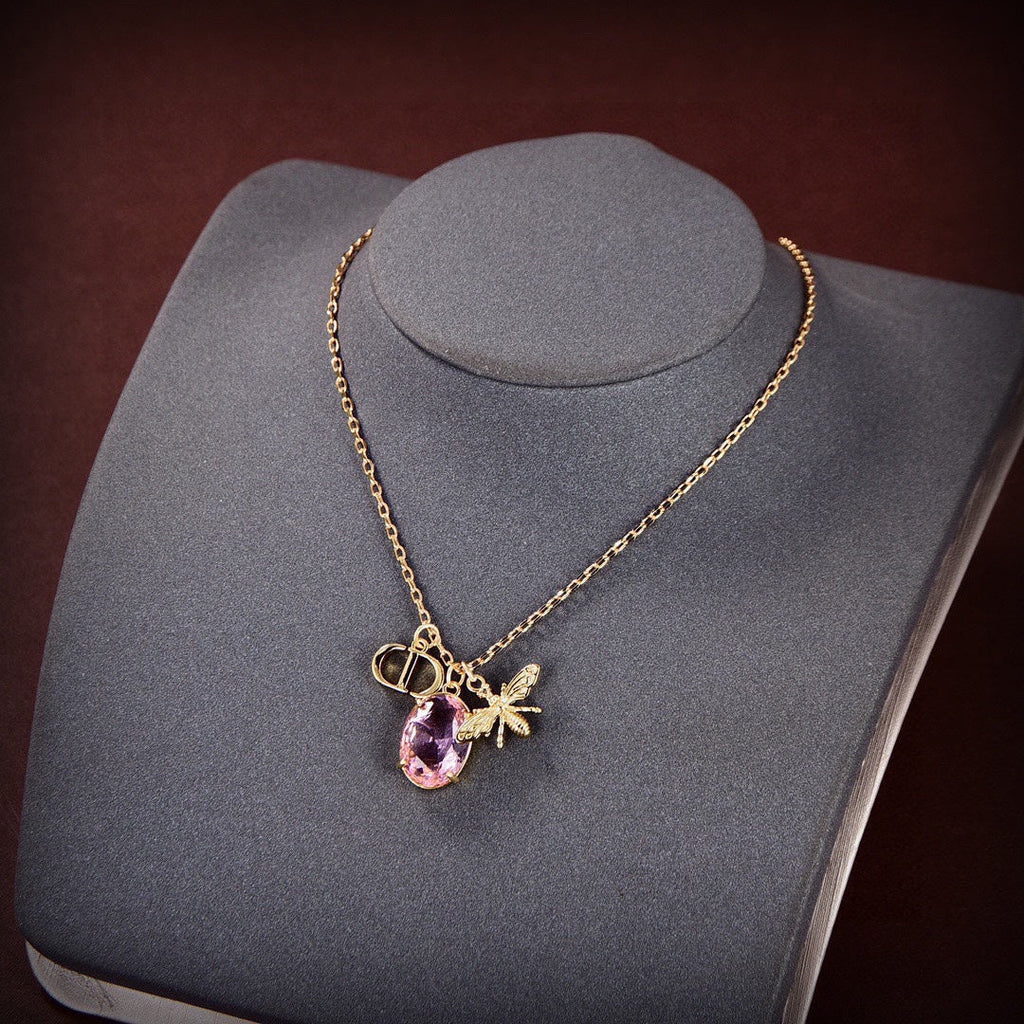Dior Petit CD Pink Crystal Necklace