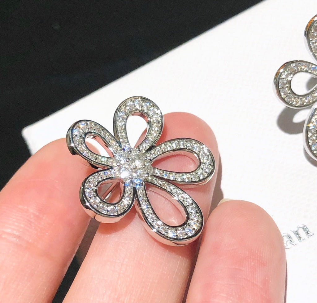 Flowerlace Earrings - 18K White Gold