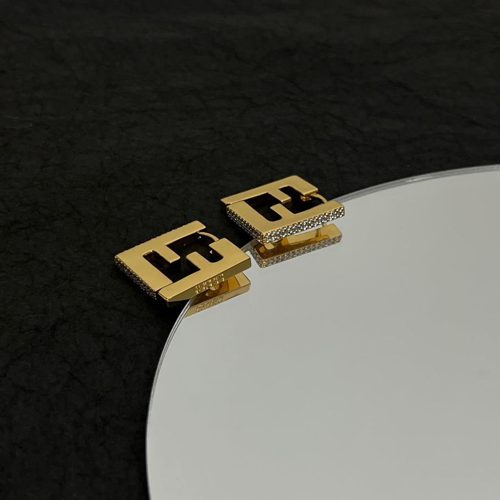 Fendi Forever Crystal Earrings - 18K Gold