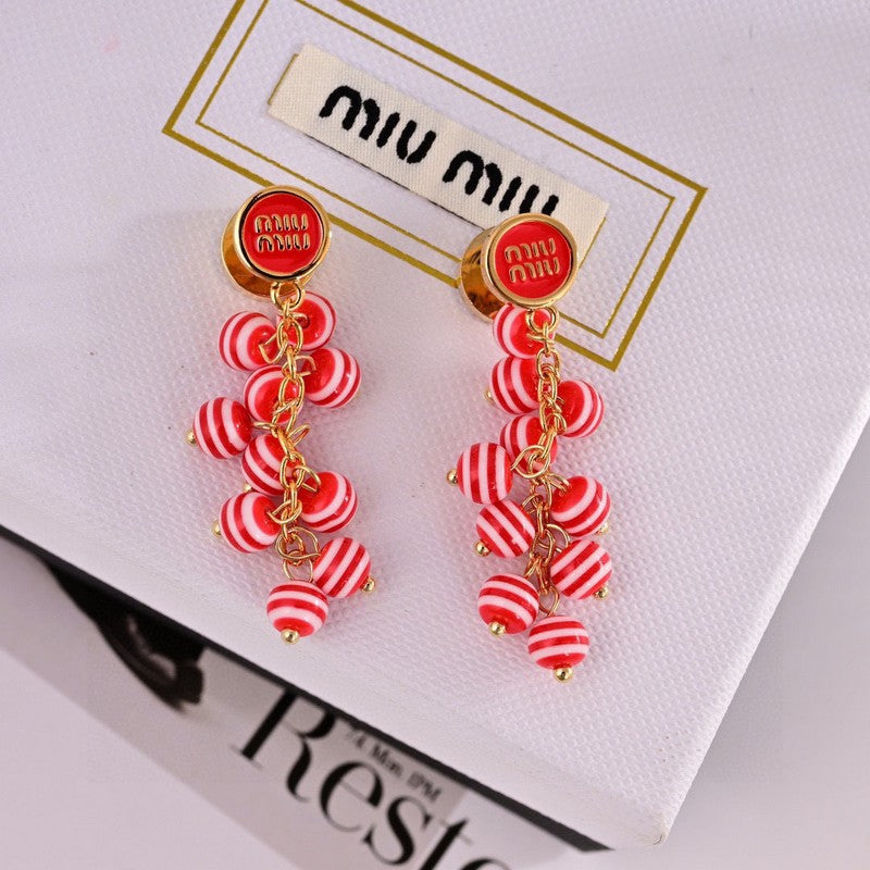 Miu Blue & Pink Ball Earrings - 18K Yellow Gold