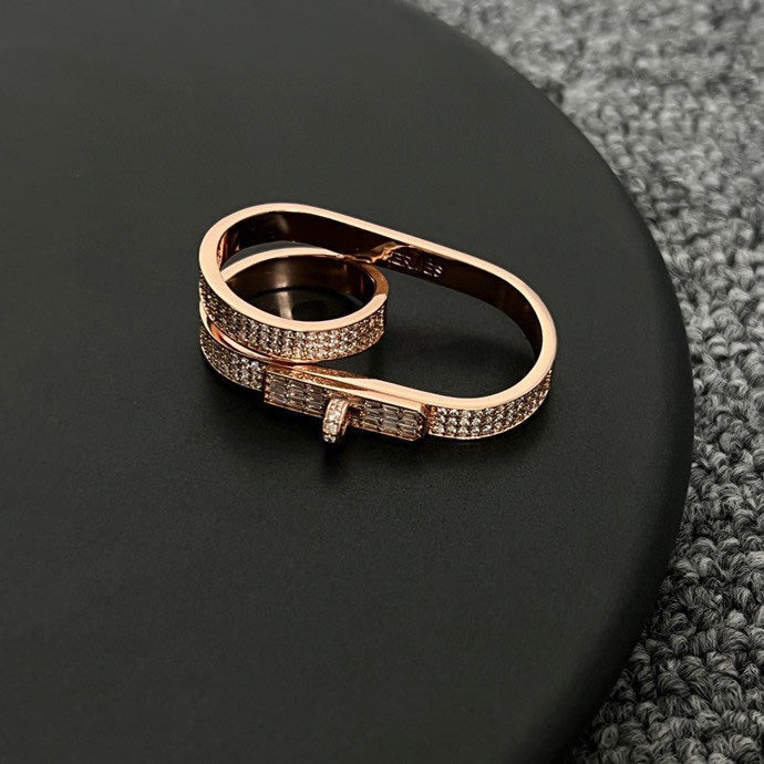 Hermes Kelly Gavroche Double Ring - 18K Rose Gold
