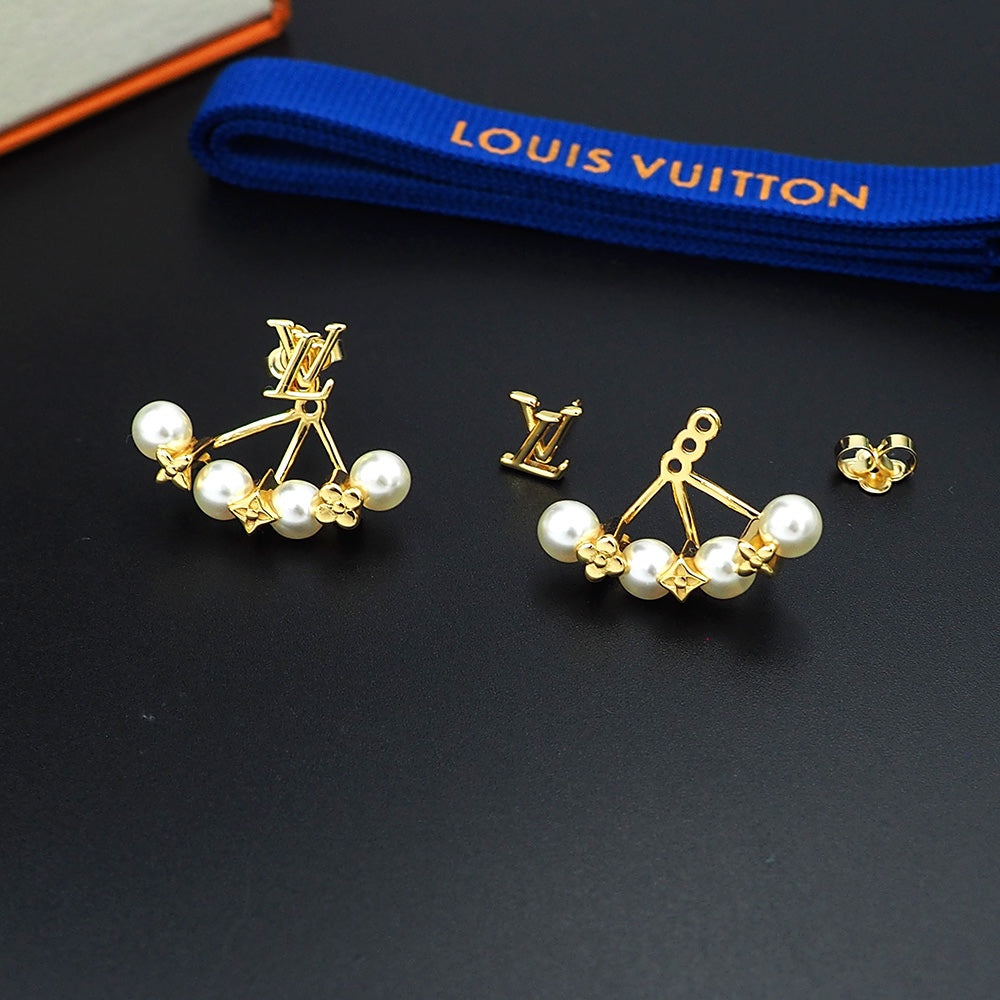 Louis Vuitton Monogram Pearl Earrings - 18K Yellow Gold