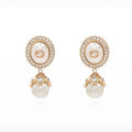 Gucci Double G Pearl Earrings - 18K Yellow Gold