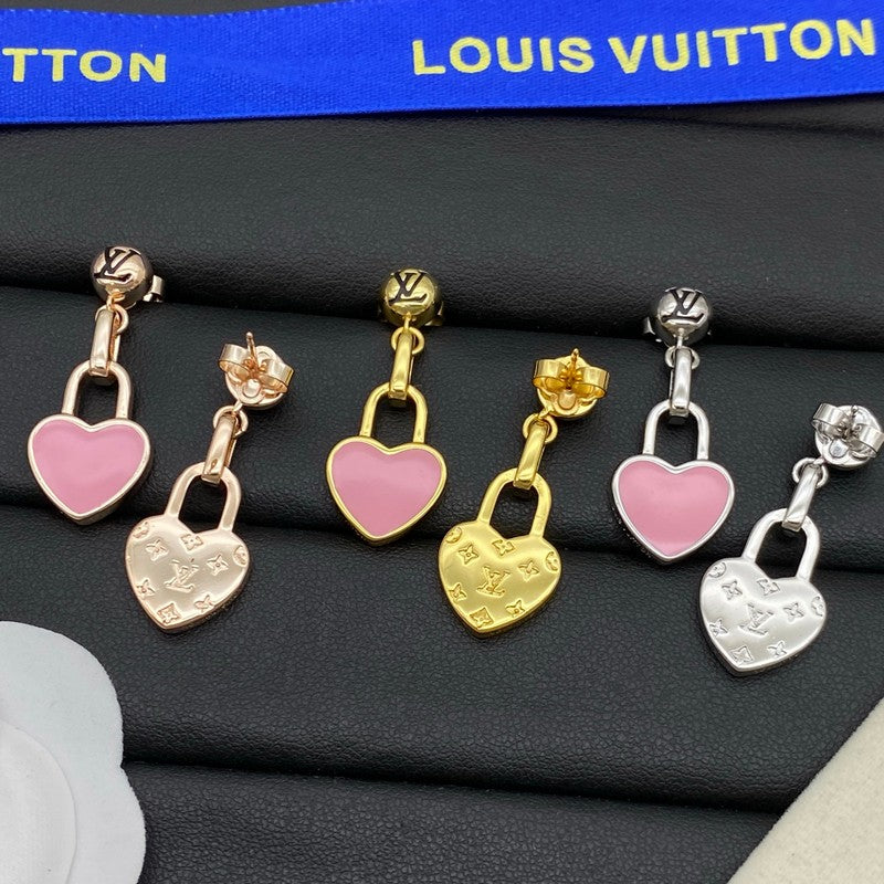 Louis Vuitton Pink Heart Earrings - 18K Gold
